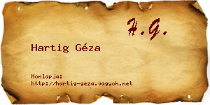 Hartig Géza névjegykártya